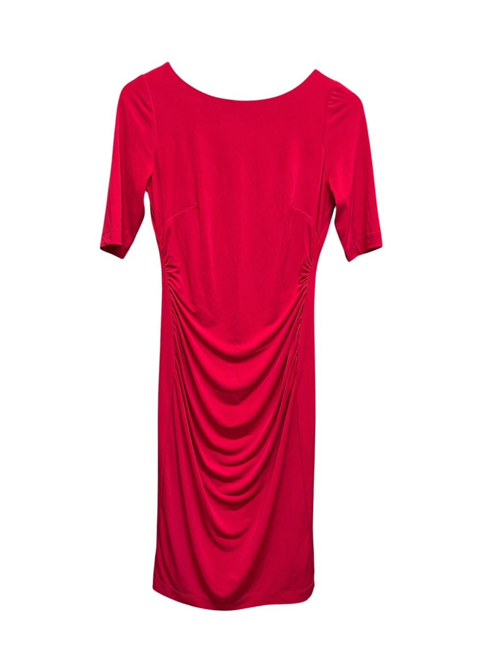 Vince Camuto Red Ruched Side Back Zip Lined Stretchy Career Dress Size 6